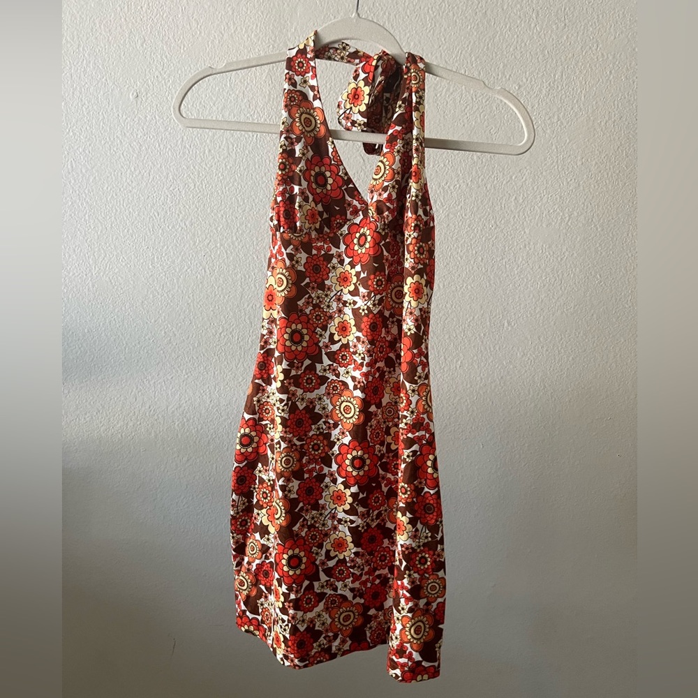 Floral 70s halter dress